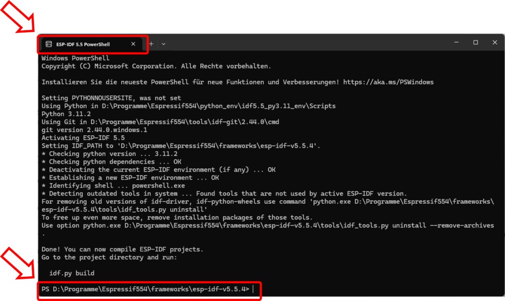 ESP-IDF v5.5.4 PowerShell