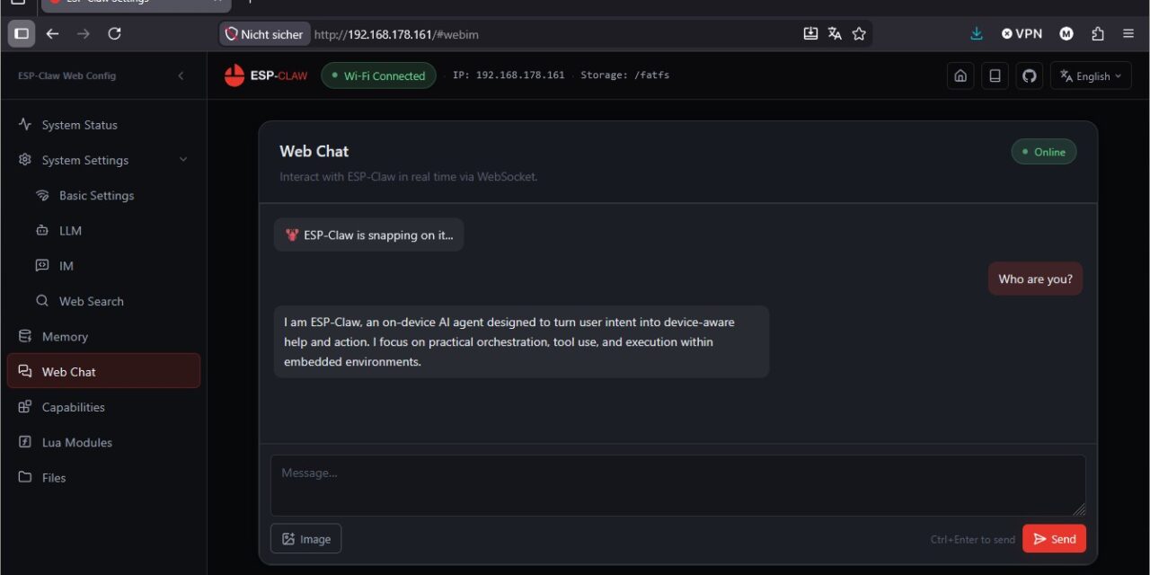 ESP-Claw mit dem eigenen Ollama-Server verbinden – Konfiguration und erste Chats
