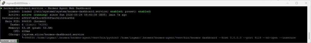 Hermes-Agent - WEB Dashbaord service status
