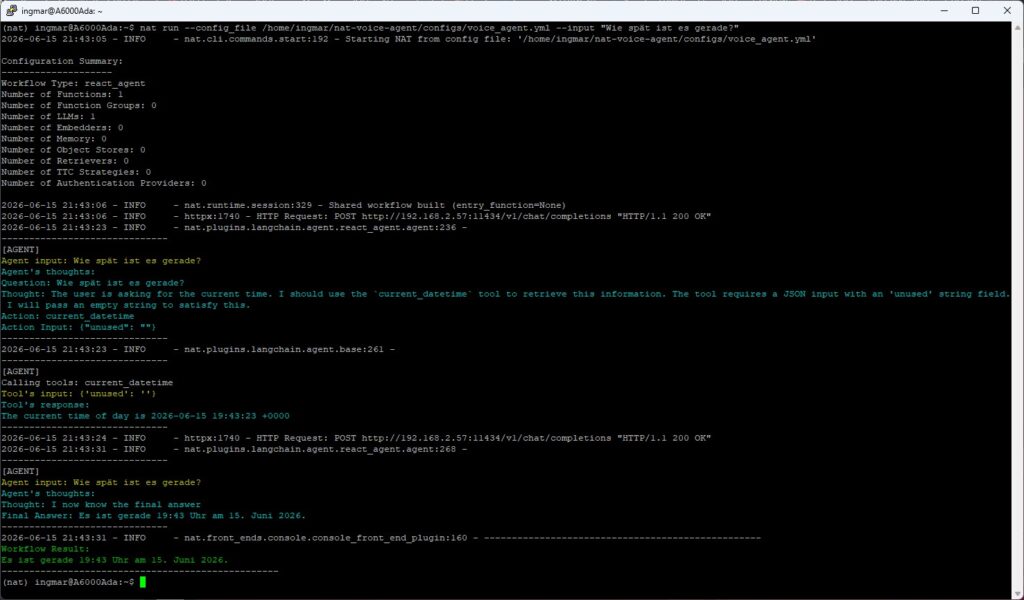 NVIDIA nim date time output