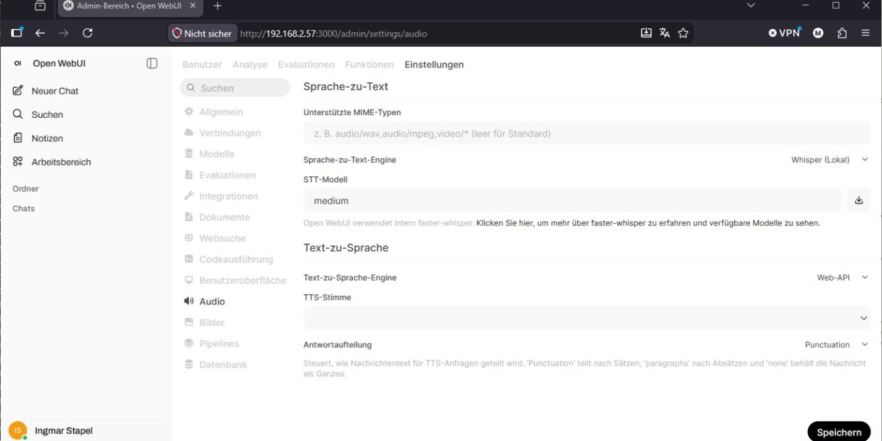 Open WebUI Sprachsteuerung lokal: Deutsche STT & TTS mit Whisper, Piper und XTTS