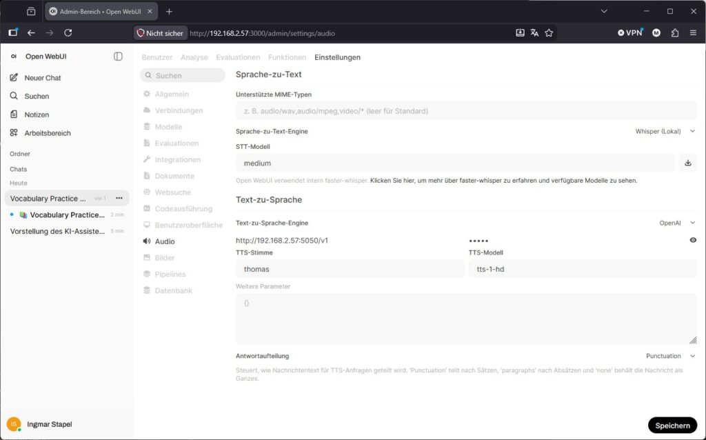 Open WebUI - Text to Speech voice cloning